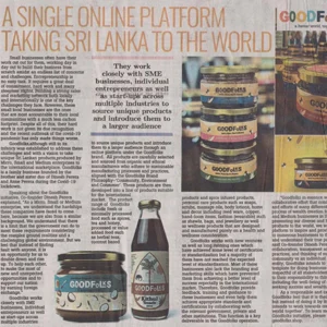 Goodfolks. Taking Sri Lanka to the world - Daily Mirror - 29 August 2020 - goodfolks.shop