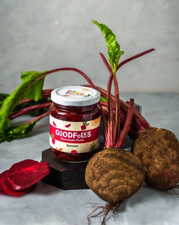All natural homemade beetroot pickle is a made in Sri Lanka product. Homemade beetroot pickle from Goodfolks is ethical and organic and supports small communities and small business. Vegan Sri Lanka. Gluten free pickle with international delivery. Healthy food category.