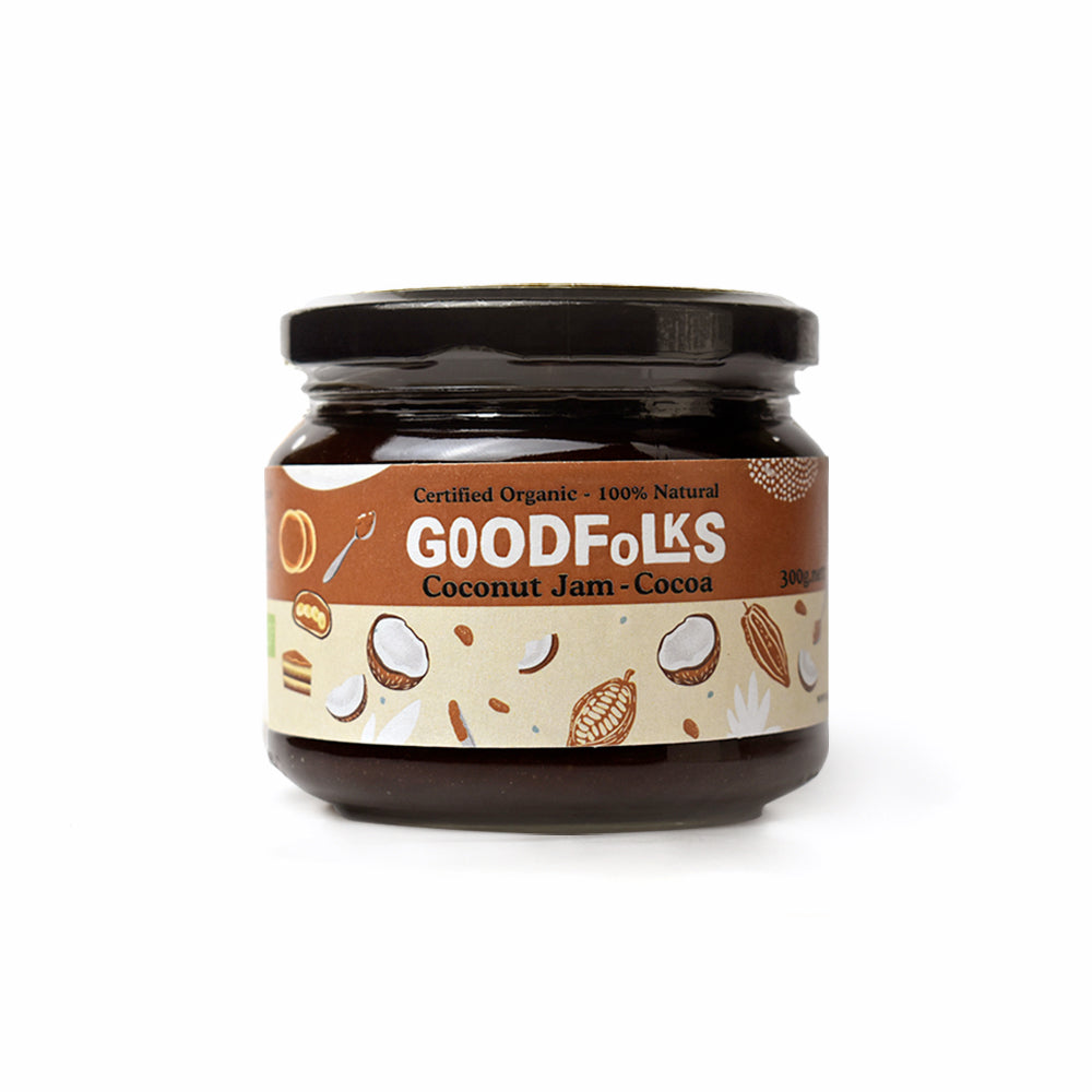 Certified organic all natural coconut jam infused with rich and sultry cocoa for an even more delightful taste. Diabetic friendly, vegan and gluten-free spread.