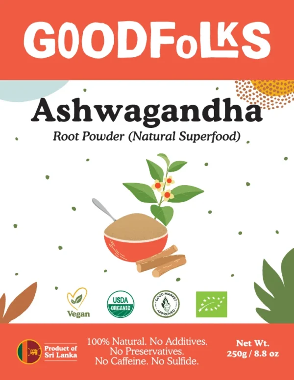 Goodfolks Ashwagandha Powder from Sri Lanka - Organic - Retail Pack