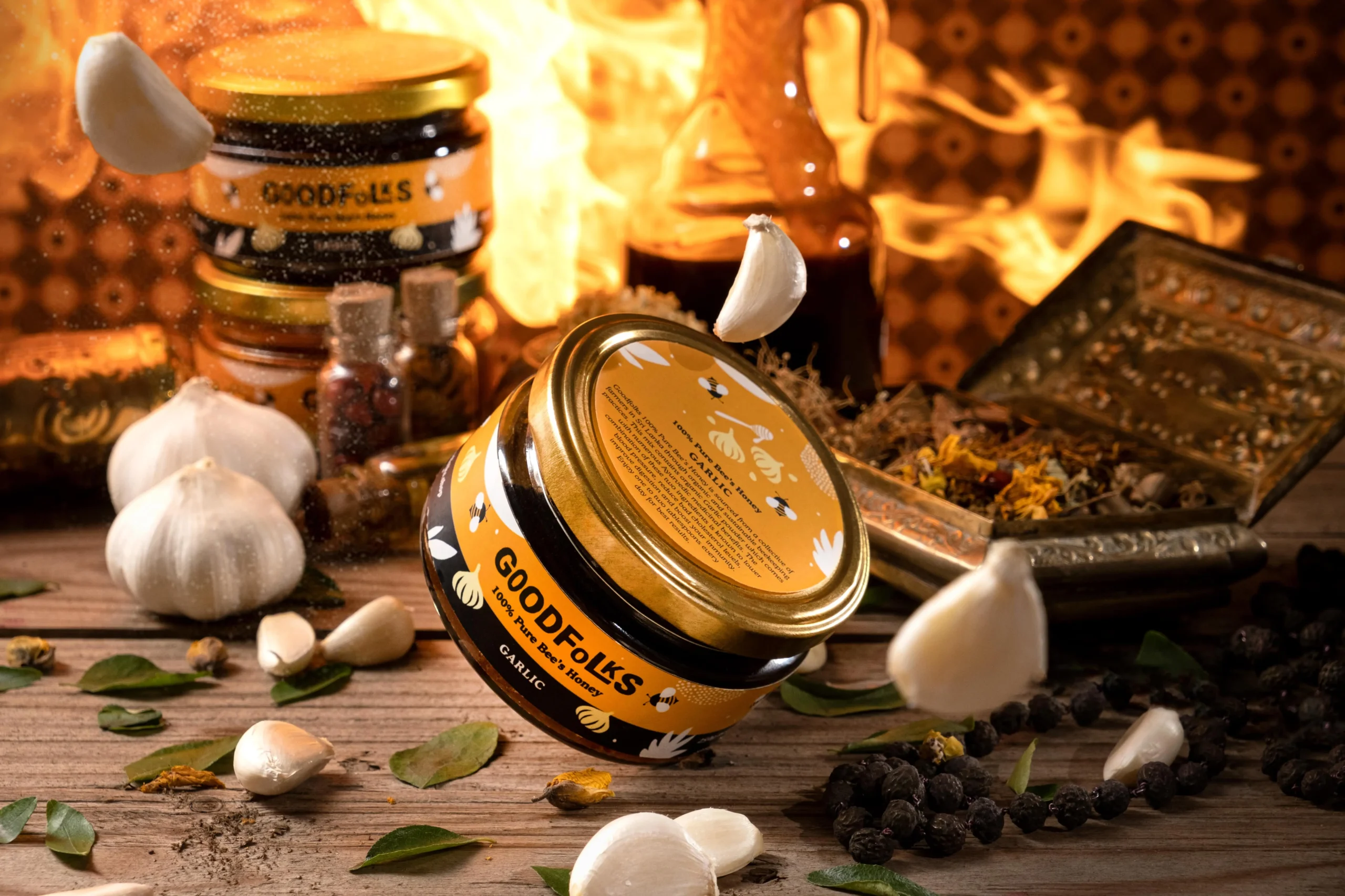 Goodfolks Sri Lankan bee honey blended with garlic