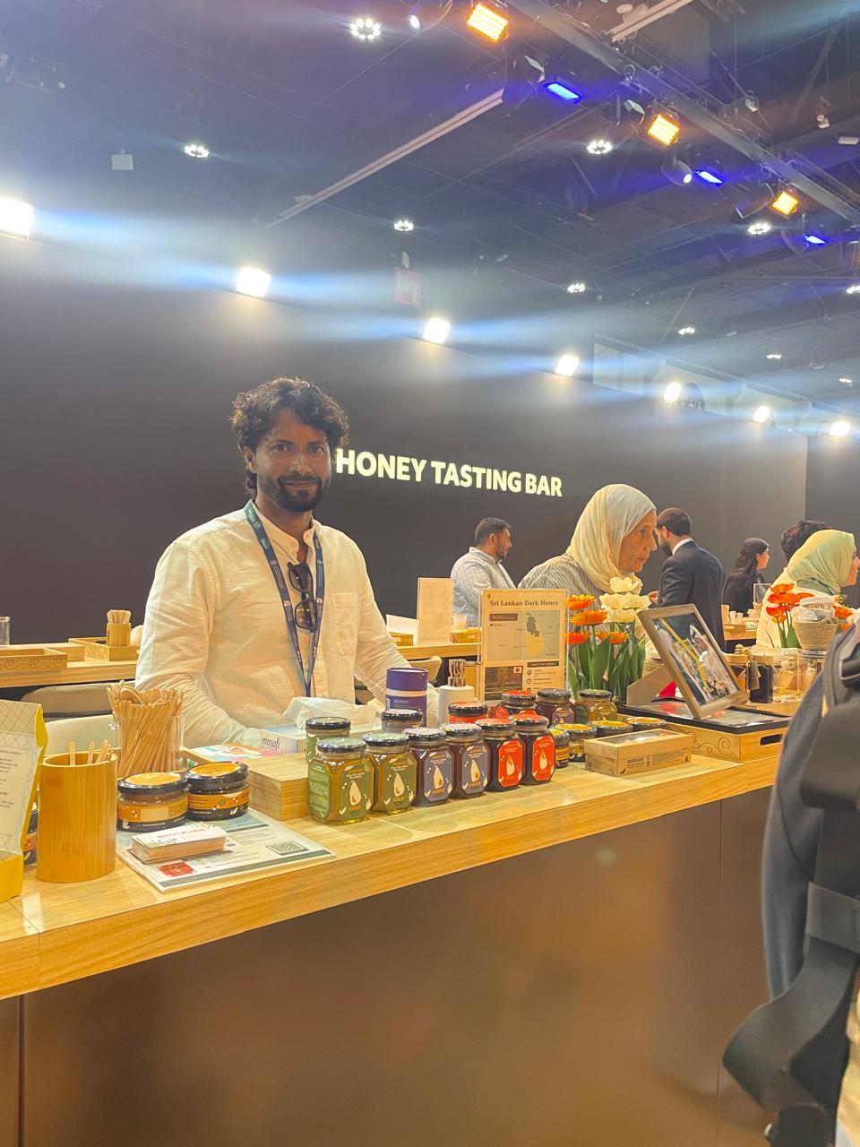 Dinesh Perera of Goodfolks at the Global Honey Tasting Bar, Global Food Week 2026, Abu Dhabi
